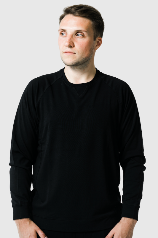 Men's Plain Bamboo Full Sleeve Pullover Black