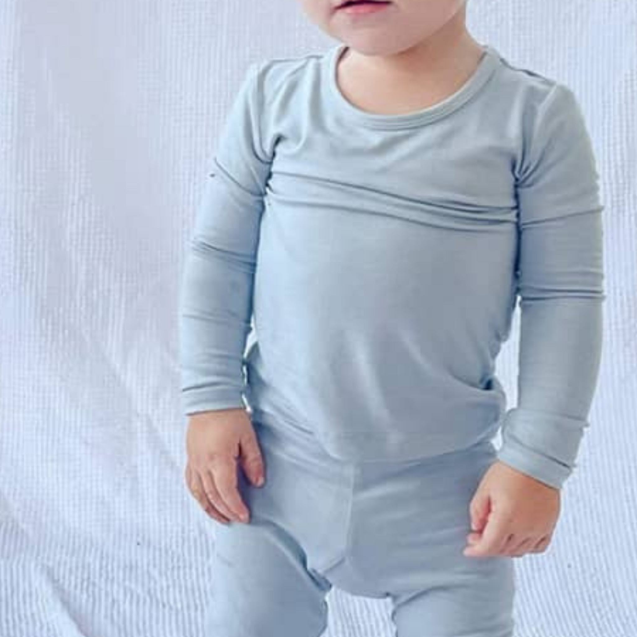 Bamboo Two Piece Pajamas In Soft Blue