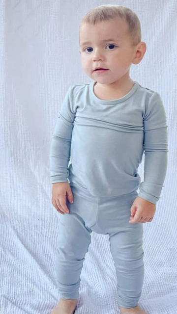 Bamboo Two Piece Pajamas In Soft Blue