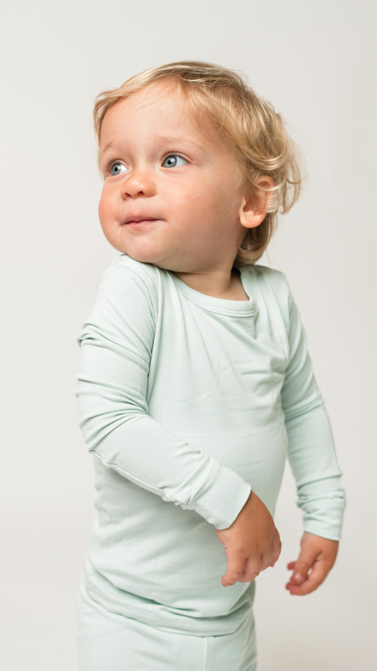 Bamboo Two Piece Pajamas in Mint Green