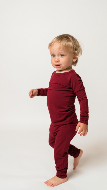 Bamboo Two Piece Pajamas in Burgundy