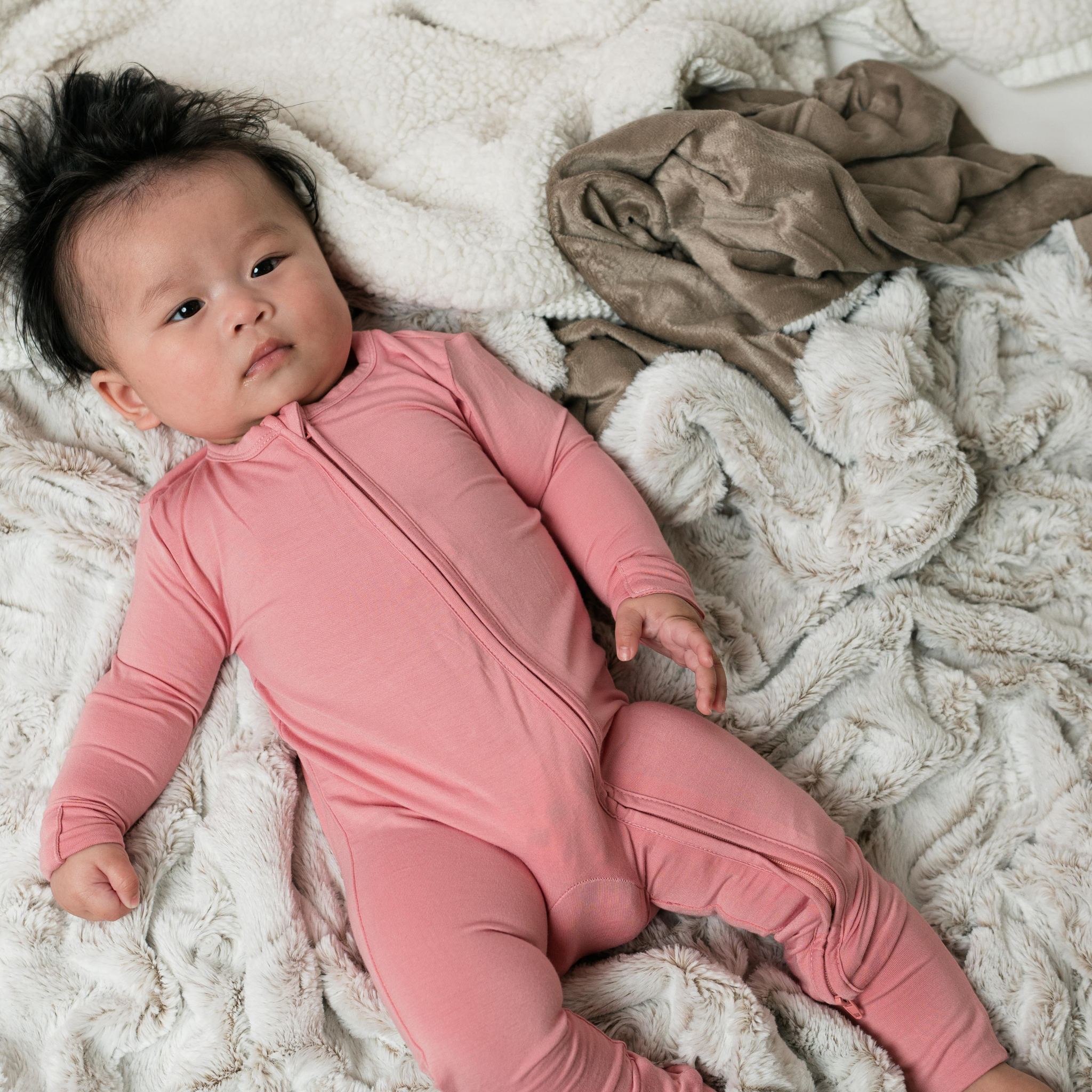 Zippered Bamboo Romper In Dusty Rose