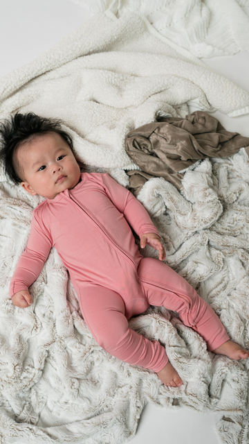 Zippered Bamboo Romper In Dusty Rose