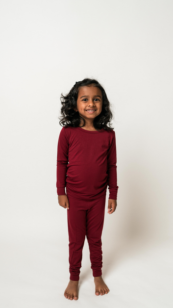 Bamboo Two Piece Pajamas in Burgundy