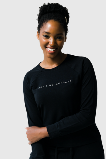 Women's 'I Don't Do Mondays' Bamboo Pullover - Black